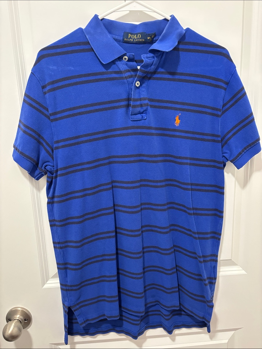 Polo by Ralph Lauren Royal Blue Polo with Black Stripes and Orange Pony